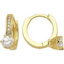 goldkupe 14 Ayar  Tek Taşlı Halka Altın Küpe 2,08 gr