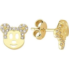 goldkupe 14 Ayar Taşlı Mickey Mouse Altın Küpe 1,25 gr