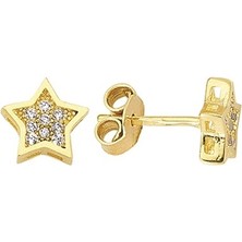 goldkupe 14 Ayar Taşlı Yıldız Altın Küpe 1,33 gr