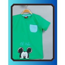 Edoy Pamuklu Hello Micky  Baskılı Kısa Kollu Mevsimlik T-Shirt