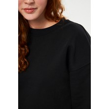 giyadda Unisex Siyah Oversize Bol Kalıp Basic Sweatshirt