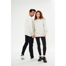 giyadda Unisex Gri Oversize Bol Kalıp Sweatshirt (Sevgili-Çift Kombini Tavsiyesi)