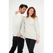 giyadda Unisex Gri Oversize Bol Kalıp Sweatshirt (Sevgili-Çift Kombini Tavsiyesi)