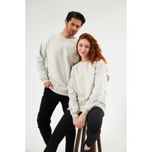 giyadda Unisex Gri Oversize Bol Kalıp Sweatshirt (Sevgili-Çift Kombini Tavsiyesi)