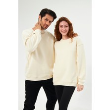 giyadda Unisex Krem Bol Kalıp Basic Sweatshirt