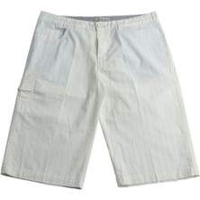 Maruf Shop Erkek Büyük Beden Battal Boy Pamuk Dokuma Kapri Beyaz