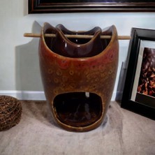 T. Concept Beyaz Gül Desenli Seramik Buhurdanlık Kahverengi 10866