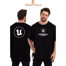 Ors Trend Unreal Engine Baskılı Sıfır Yaka Unisex Oversize Tişört
