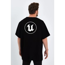 Ors Trend Unreal Engine Baskılı Sıfır Yaka Unisex Oversize Tişört