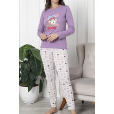Lady Secret Kadın Pijama Takımı Uzun Kollu Pamuklu Lila