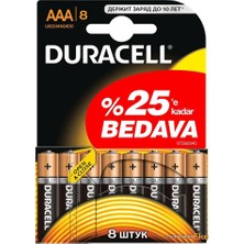 Duracell Alkalin Pil Aaa 8' Li Paket
