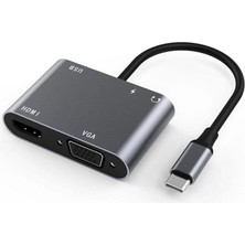 Global 5in1 Type-C Hub Port Adaptör HDMI VGA USB Aux 100W Pd Girişli WNE0061