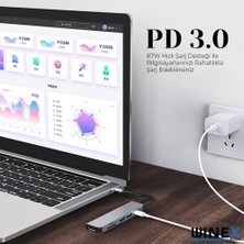 Global 8in1 USB Type-C Hub Port Adaptör HDMI USB Ethernet 100W Pd Girişli WNE0060