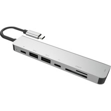 Global 7in1 USB Type-C Hub Port Adaptör 4K Hdmı+Usba+Sd/tf Kart 100W Pd Girişli WNE0063