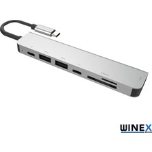 Global 7in1 USB Type-C Hub Port Adaptör 4K Hdmı+Usba+Sd/tf Kart 100W Pd Girişli WNE0063