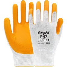 Beybi Işçi Eldiveni Pn7 Polyester Örme Nitril Eldiven - 144 Çift - 10 Numara