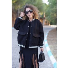 Zelish My Sister Siyah Kaşe Bomber Ceket