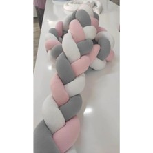 Örgü Korumalık 240 Cm 3'lü Örgü Bebek Beşik Koruyucu Pembe