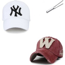 Shopiolog Unisex 2''li ve 3'lü Kombin Ny Şapka ve Kolye Hediyesi