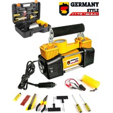 Germany Style Profesyonel Çift Pistonlu 12 V 150 Psi Dakikada 85 Lt Araç Araba Lastik Bot Şişirme Kompresörü Lastik Tamir Kiti Hediyeli