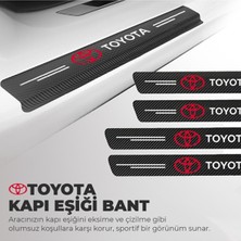 Toyota Logolu Karbon Kapı Eşiği Koruyucu Bant Folyo 4'lü Set