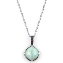 Alibaba Doğaltaş Amazonit Doğal Taş Gümüş Renkli Kolye