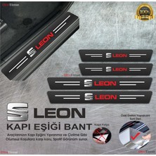 Seat Leon Logolu Karbon Kapı Eşiği Koruyucu Suni Deri 4'lü Set