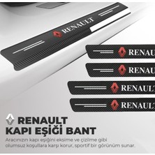 Sm Motors  Renault Logolu Karbon Kapı Eşiği Koruyucu Bant Folyo 4'lü Set