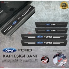 Ford Logolu Karbon Kapı Eşiği Koruyucu Suni Deri 4'lü Set