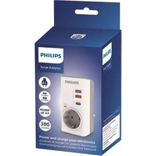 Philips CHP8010W/10 Tekli Akım Korumalı Priz PD Hızlı Şarj  QC 3.0 USB-A Desteği