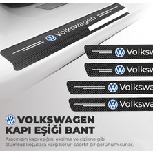 Volkswagen Logolu Karbon Kapı Eşiği Koruyucu Bant Folyo 4'lü Set