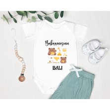 Tuğba Baby Isme Özel Isimli Baskı Yazılabilen %100 Pamuk Babaannesinin Balı Bebek Zıbın Bod