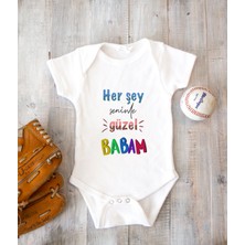 Tuğba Baby Isme Özel Isimli Baskı Yazılabilen %100 Pamuk Baba Baskılı Babaya Özel Hediye Bebek Zıbın Body 050