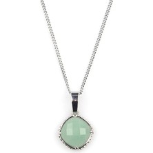 Alibaba Doğaltaş Aventurin Doğal Taş Gümüş Renkli Kolye