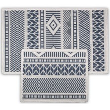 Bluenity Marina Doğal Pamuklu Banyo Kilim Seti 60X100+50X60 Lacivert