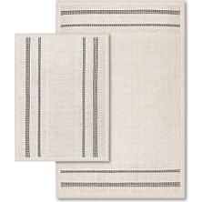 Bluenity Cenova Porto Doğal Pamuklu 2'li Banyo Kilim Seti 60X100+50X60 cm - Ekru/lacivert