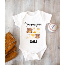Tuğba Baby Isme Özel Isimli Baskı Yazılabilen Pamuk Anneannesin Balı Bebek Zıbın Bod