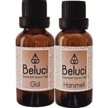 Beluci Gül + Hanımeli Uçucu Buhurdanlık Yağı Oda Kokusu Aromaterapi Set (2 Ad*30 Ml)