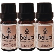 Beluci Kiraz Çiçeği + Lavanta + Limon Uçucu Buhurdanlık Yağı Oda Kokusu Aromaterapi Set (3 Ad*10 Ml)