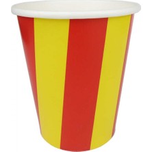 Hayaller Dükkanı Bardak Karton Çizgili Sarı Kırmızı 8 Oz Pk:8