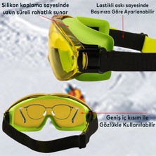 Badem10 Kayak Gözlüğü Değiştirebilir Camlı Güneş Kar Gözlük Gümüş Snowboard Glasses Gözlük+1 Adet Yedek Cam (Sarı)