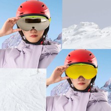 Badem10 Kayak Gözlüğü Değiştirebilir Camlı Güneş Kar Gözlük Gümüş Snowboard Glasses Gözlük+1 Adet Yedek Cam (Sarı)