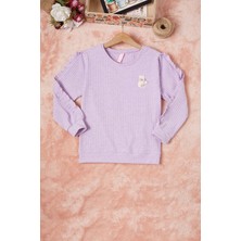 Pembe Life Lila Fırfırlı Kedi Nakışlı Kız Çocuk Badi 16577