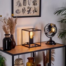 Riolight  MODERN12, Retro,vintage,rustik Siyah 1XE27 Duylu Küp Metal 20CMX20CM Abajur