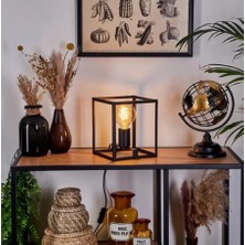 Riolight  Modern1, Retro,vintage,rustik Siyah 1XE27 Duylu Küp Metal 20CMX20CM Abajur