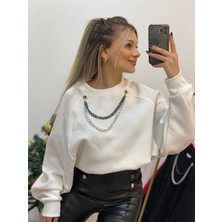 ARV Moda Yarasa Kol Kolyeli Içi Şardonlu Sweatshirt