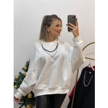 ARV Moda Yarasa Kol Kolyeli Içi Şardonlu Sweatshirt