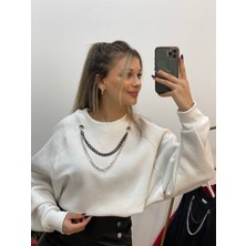 ARV Moda Yarasa Kol Kolyeli Içi Şardonlu Sweatshirt