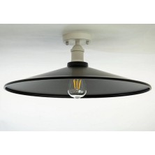 Riolight  Retro,rustik,vintage Siyah Başlık 1XE27 Duylu Metal Plofonyer Avize Şapka ÇAPI:38CM