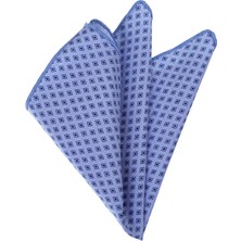 Exve Exclusive Mavi Lacivert Kare Desen Baskılı Pamuk Cep Yaka Mendili